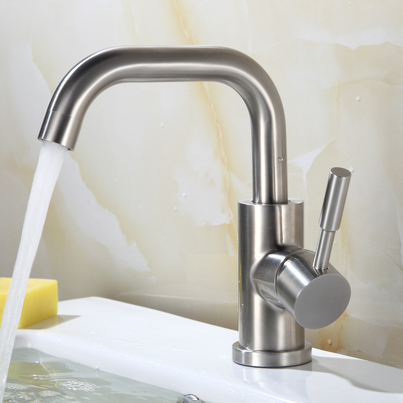 304 Stainless Steel Hot and Cold Basin Faucet Washbasin Faucet Bathroom under Counter Basin Faucet Xiaoqi Hot and Cold Single Handle