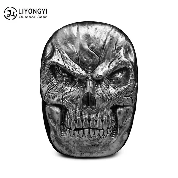 Factory direct personality new bone head PU backpack three-dimensional embossed wear-resistant backpack computer bag