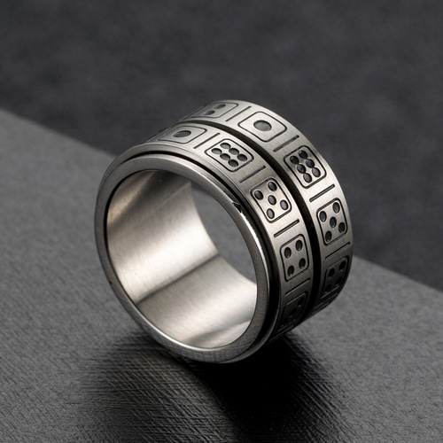 Titanium steel double ring dice rotating ring fun game small props stainless steel niche personality hand accessories wholesale