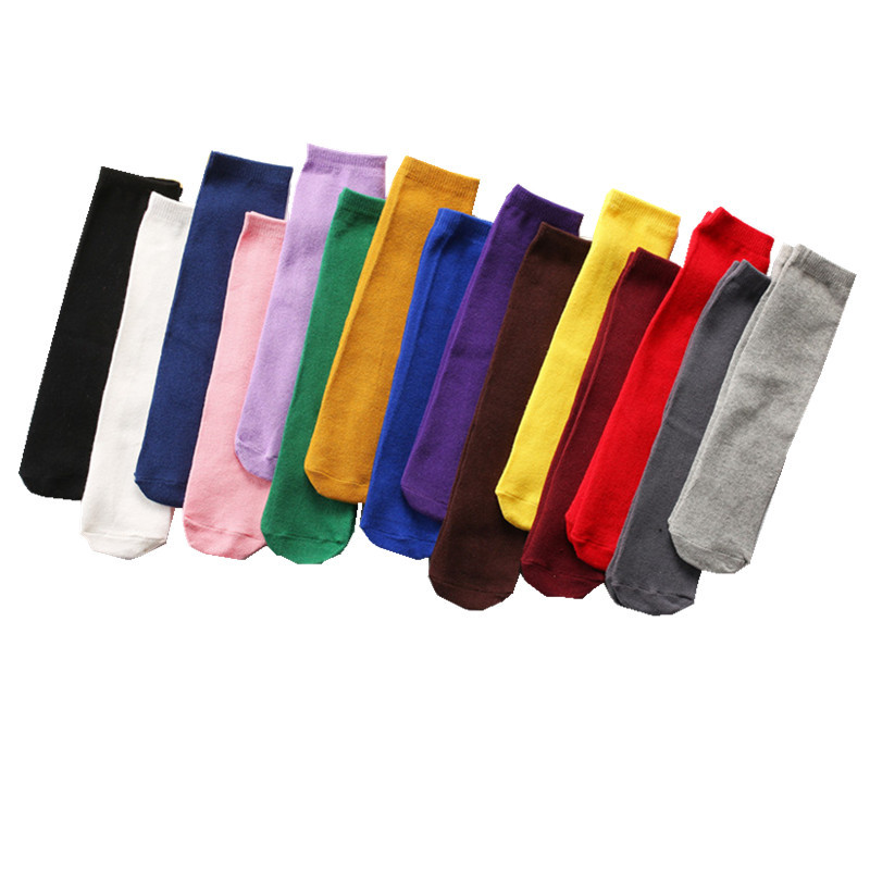 Calcetines de la pila de las mujeres calcetines del padre-hijo del estilo de muy buen gusto brillante del mediados de-becerro del color sólido calcetines del algodón de la moda del todo-fósforo del estilo japonés para los adultos y los niños