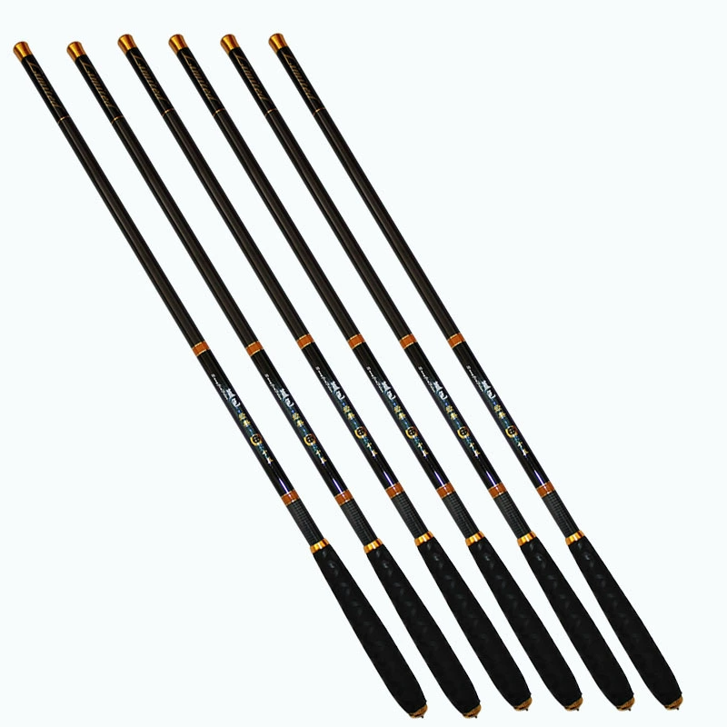 Short-section carbon fishing rod, telescopic 2.7–5.4 m, lightweight foam handle