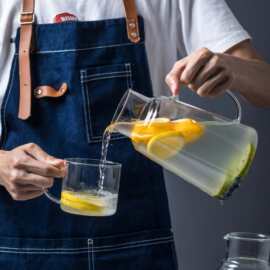 耀鑫耐热玻璃水壶带水杯大容量可加热茶水凉水壶果汁一杯一壶套装