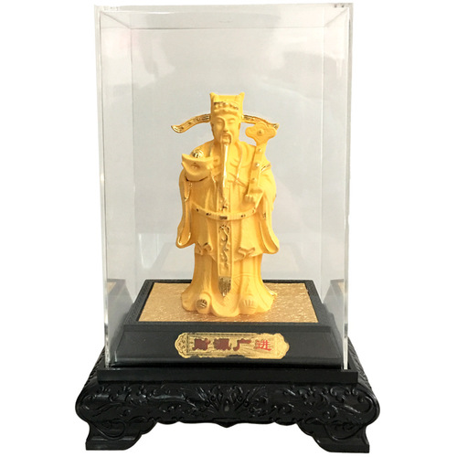 Golden God of Wealth Ornaments Velvet Sand Golden God of Wealth Crafts Ornaments 4S Store Event Opening Creative Gift Wholesale
