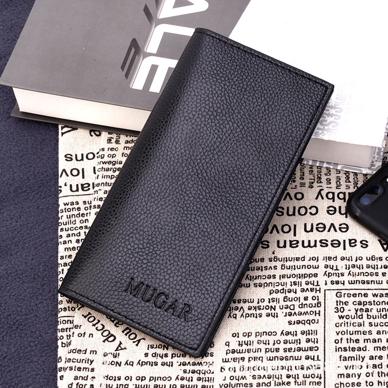 Cross-Border New Korean Style Business Men's Pure Color Long Wallet Wallet Multi-Card Slot Wallet Vertical Style
