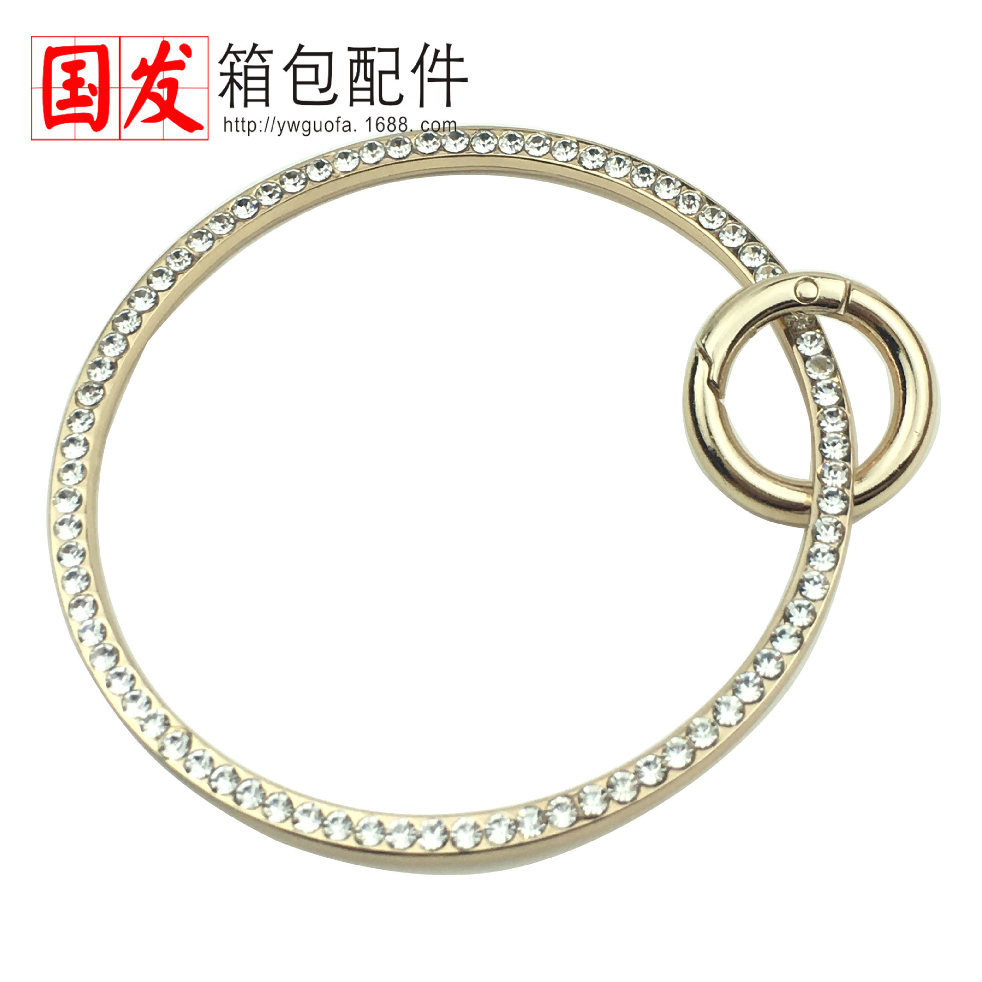 Nuevo: diámetro de 9cm pulsera de perforación redonda oro con botón de bobina círculo accesorios de bolsas DIY portátiles