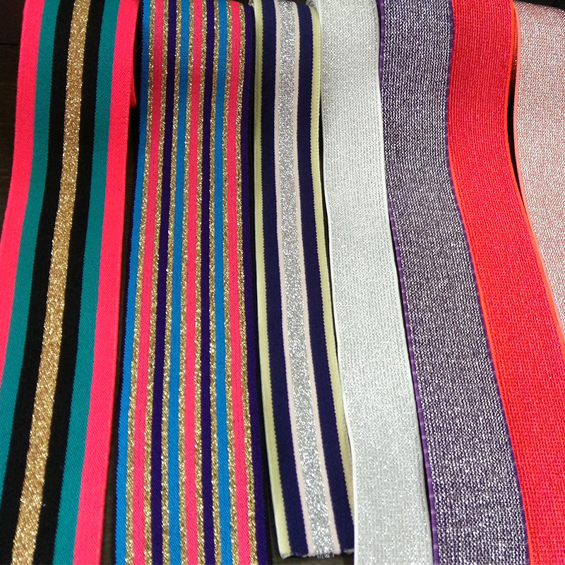 【松紧带】金银丝黑色提花防滑束腰带走马带松紧绳辅料批发高弹力