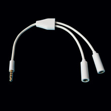 4芯线DC3.5mm耳机一分二情侣音频分叉线 4段式一转二线3.5mm