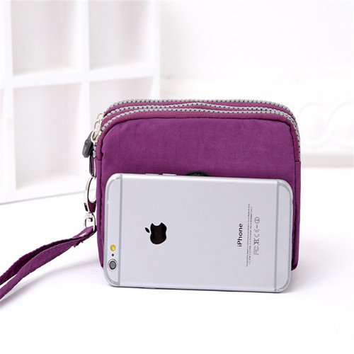 2020 Korean version short three-zipper women's mobile phone bag coin purse key bag middle-aged bag fashionable women's bag