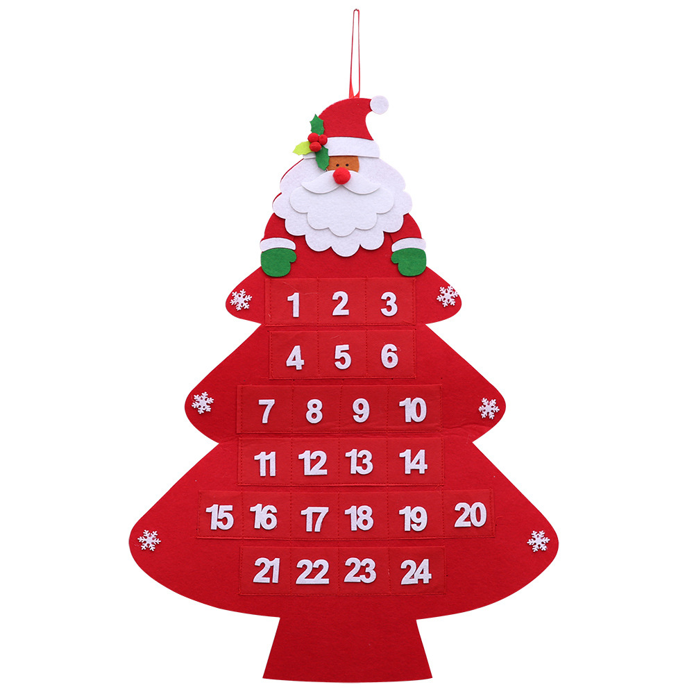 Christmas Hot Countdown Calendar Pendant Cartoon Old Man Tree Calendar Felt Calendar Hanging Ornaments_voghion.com
