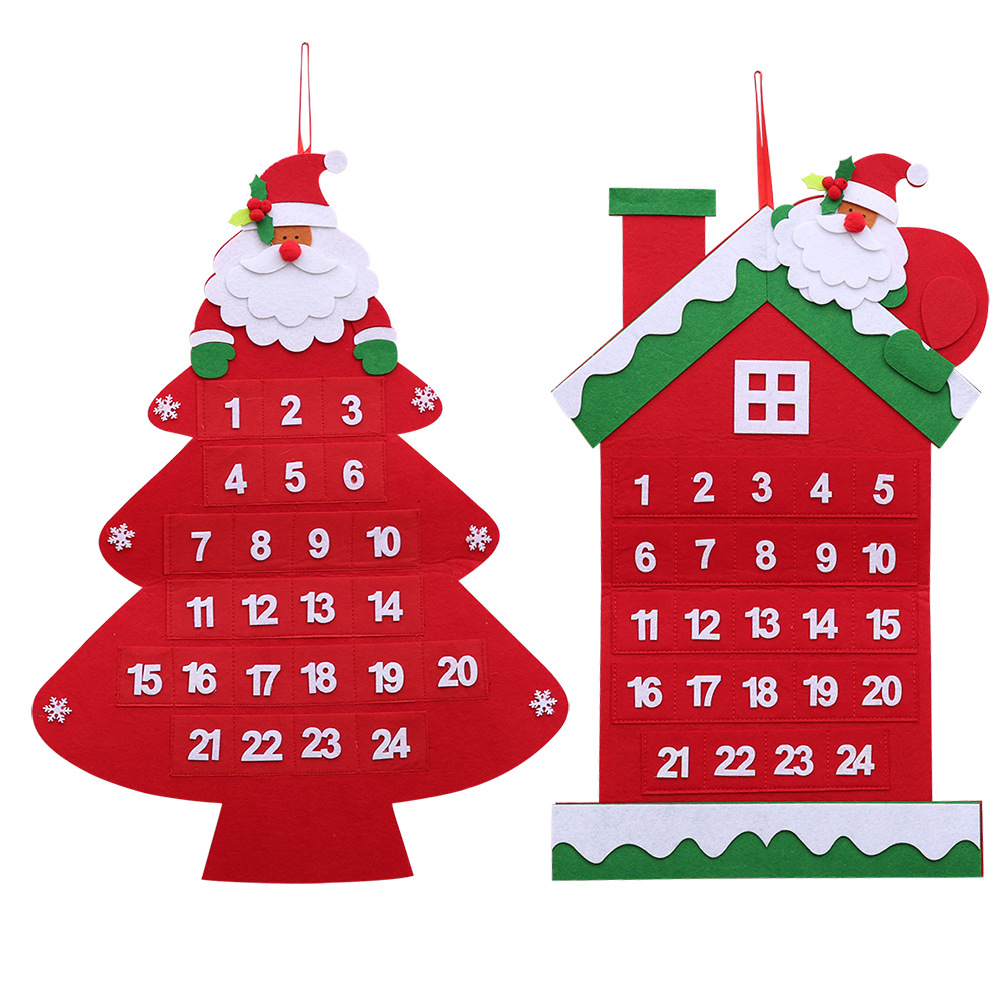 Christmas Hot Countdown Calendar Pendant Cartoon Old Man Tree Calendar Felt Calendar Hanging Ornaments_voghion.com