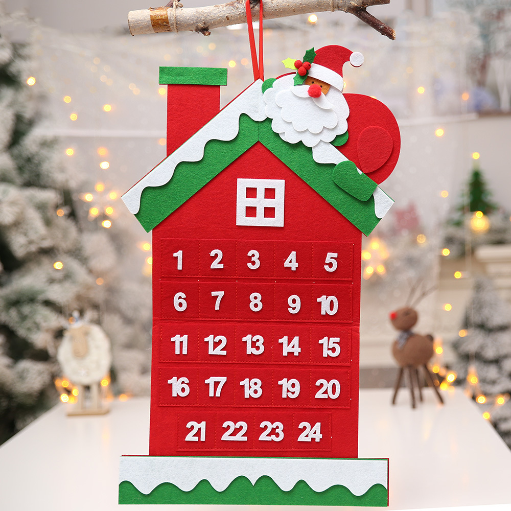 Christmas Hot Countdown Calendar Pendant Cartoon Old Man Tree Calendar Felt Calendar Hanging Ornaments_voghion.com