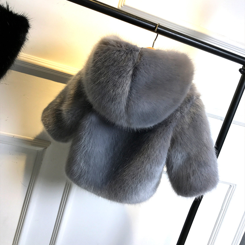 Children's fur winter coat imitating sable fur outerwear for boys and girls cotton jacket warm thickened cotton clothes baby sweater 