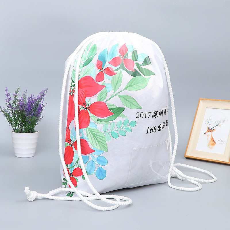 涤纶束口袋牛津布折叠束口背包 广告宣传抽绳购物袋