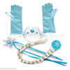 Set for princess, blue gloves with pigtail, children's magic wand, with snowflakes, 4 piece set