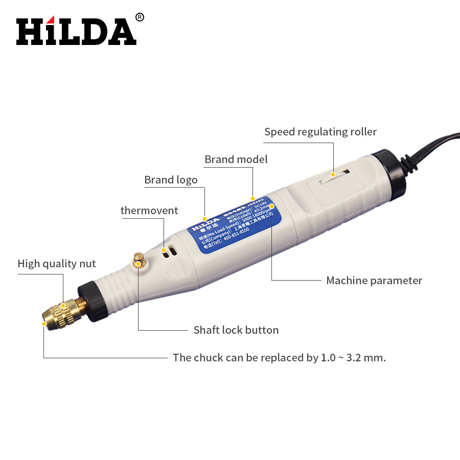 Hilda hogar pequeña máquina de pulir de mano mini eléctrica Jade pulido grabado pluma herramienta de talla de madera Accesorios