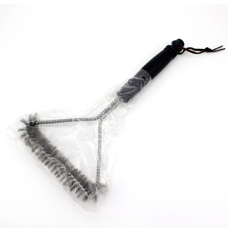 Wholesale foreign explosion ovens brush 12 -inch three -sided steel wire barbecue cleaning brush brighter barbecue brush 2