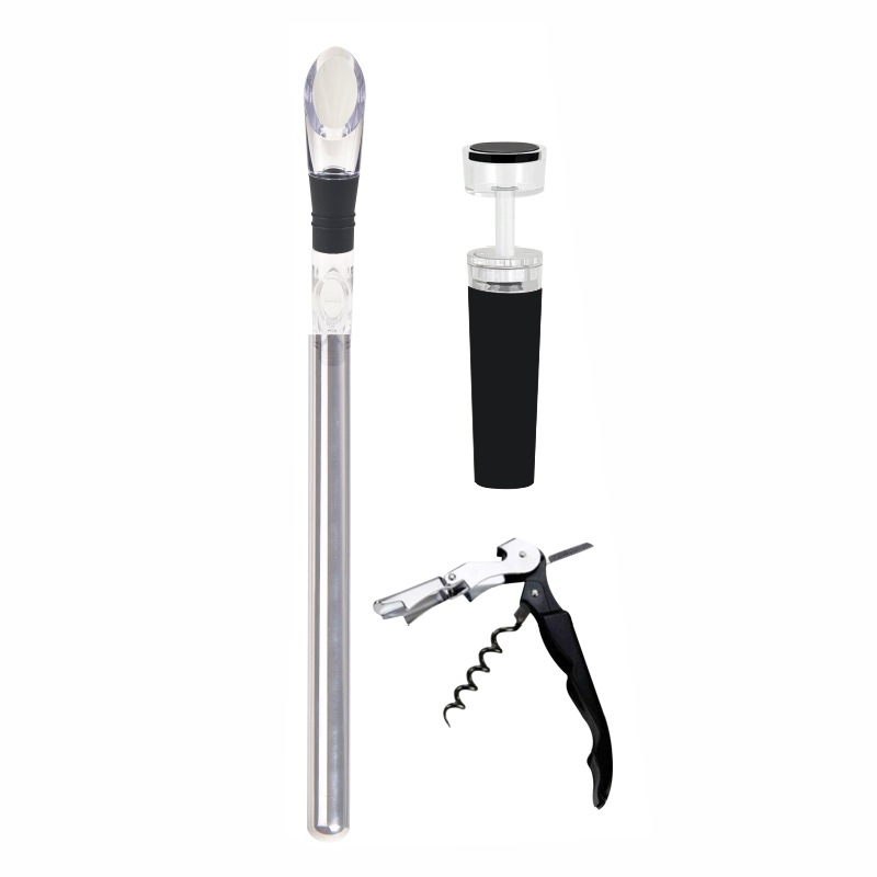 Paleta de vino tinto Palo de vino tinto Cuchillo de caballo de refrigeración de vino tinto Tapón de vino tinto Vertedor de vino de acero inoxidable Juego de tres piezas de paleta