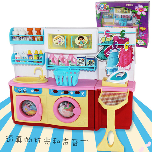 Qunfeng Dora genuine children's play house electric water kitchen birthday gift puzzle set girl toy