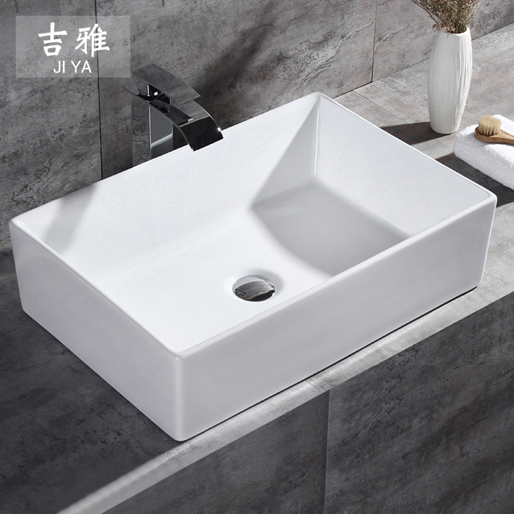 Household Bathroom White Table Basin Art Ceramic Wash Basin Art Square Washbasin Table Basin 5518