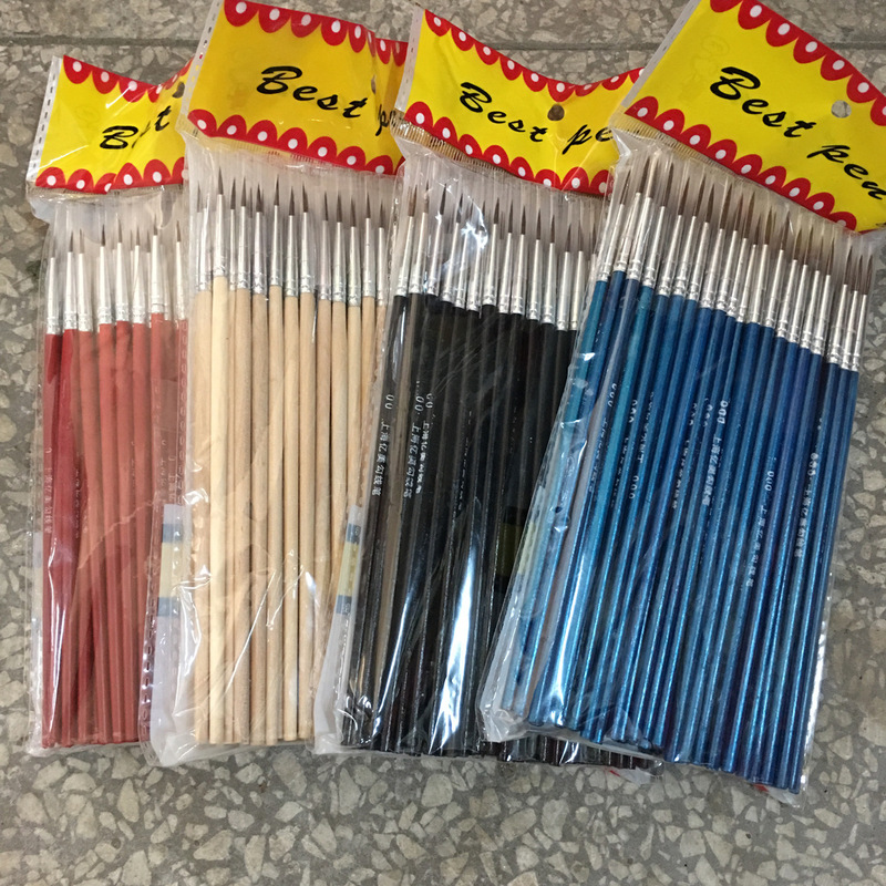 Manufacturer Wholesale Wooden Pole Oil Painting Pen Stroke Pen Manicure Pen Nylon Hook Line Pen Gouache Painted Plaster Brush Wholesale