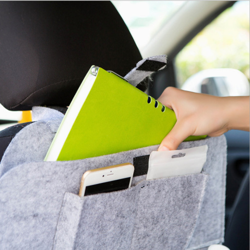 Felt car seat storage bag, seat back bag, water cup holder, car back hanging bag, car storage bag, multifunctional