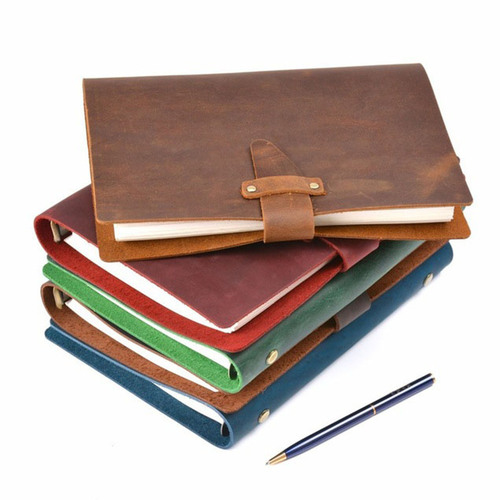 A5 genuine leather retro loose-leaf notebook diary office business simple notepad crazy horse leather hand ledger