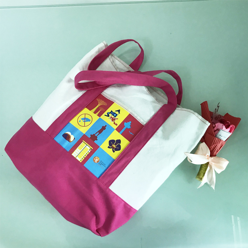 【厂家直销】有底没有侧边棉布袋长手提帆布袋 彩印厚底文创布包