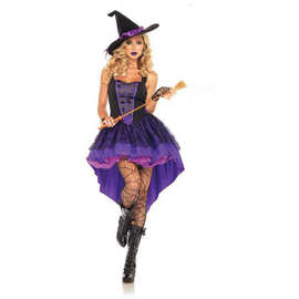 万圣节紫色燕尾女巫装角色扮演 分码 鬼节派对制服