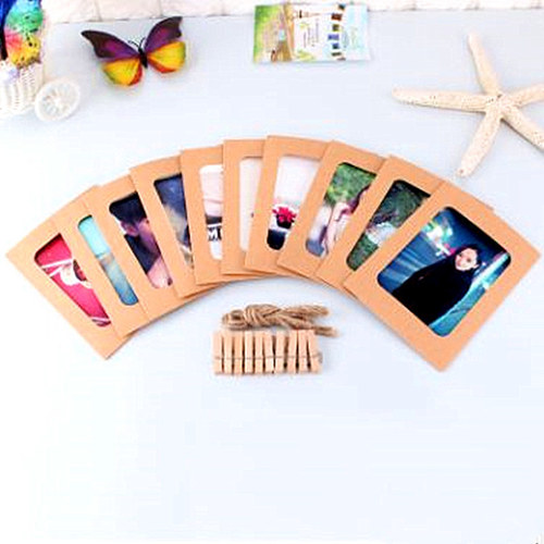 4-inch 5-inch 6-inch 7-inch postcard paper photo frames, colorful and plain, fresh and creative, jute rope clips for hanging photo walls
