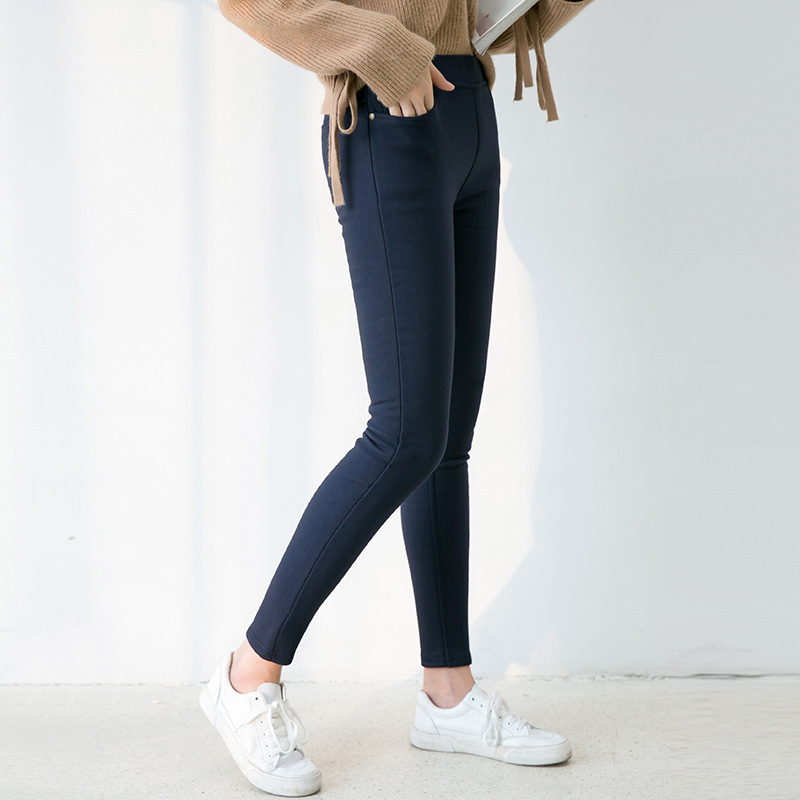 Cross-border new large size elastic pocket black nine-point women's pants fat mm 200 pounds small leggings leggings wholesale