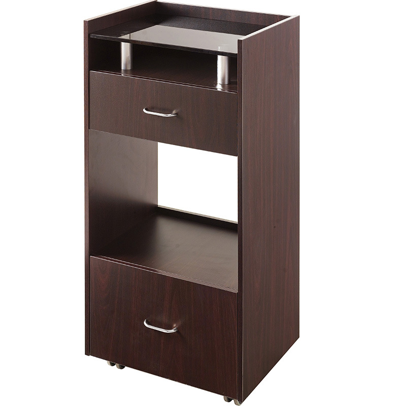 钢化玻璃板式工具车简约抽屉推车储物滑轮手推车陈列柜5072