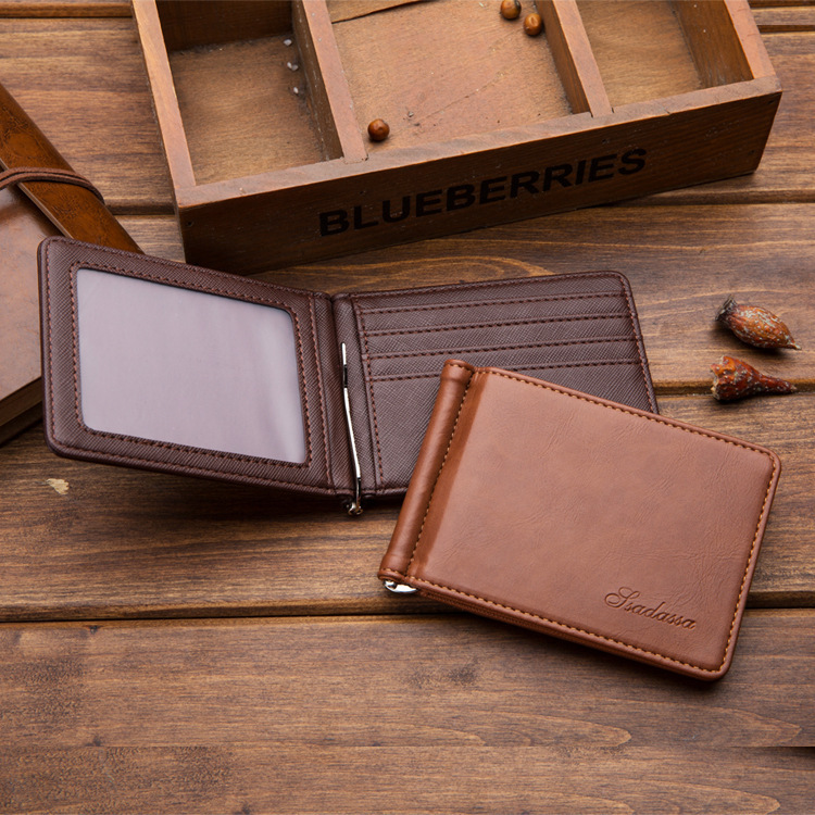 Autumn Korean version of the new PU leather short men's wallet Korean version of multi-card gold clip creative ID bag wholesale Autumn Korean version of the new PU leather short men's wallet Korean version of multi-card gold clip creative ID bag wholesale
