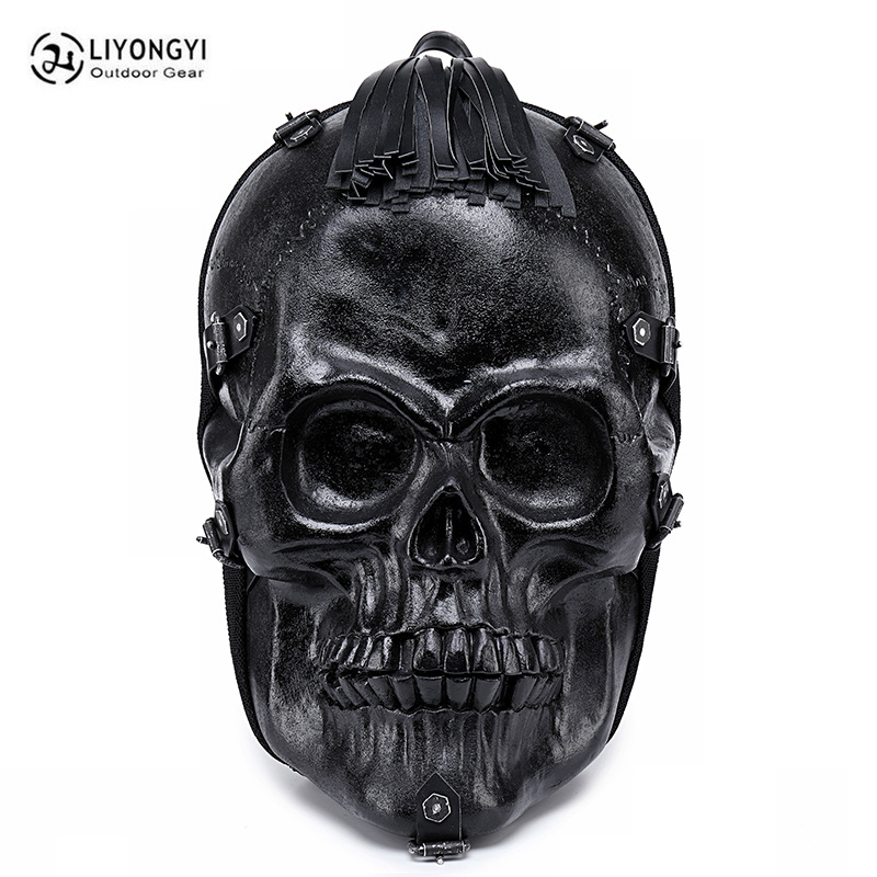 New Stereo Skull Pu Backpack, Fashionable Multi-Functional Outdoor Backpack for Men and Women, Guangzhou Manufacturer