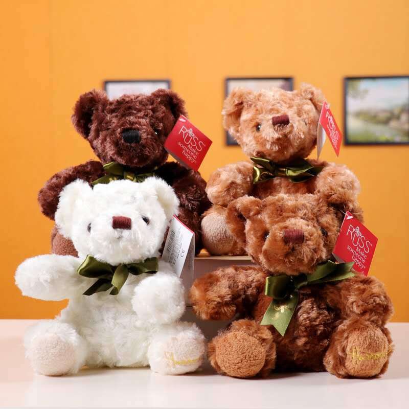 Oso de peluche de juguete bufanda de seda oso de peluche muñeca oso muñeca boda grab máquina muñeca de trapo chica regalo de cumpleaños