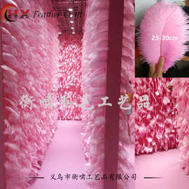 现货20-25厘米粉色鸵鸟毛 网红拍照羽毛背景墙 婚庆路引摆设装饰