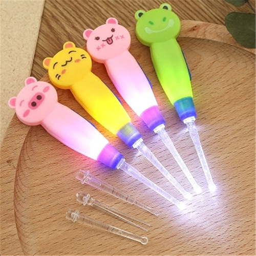 Cartoon animal children's ear scoops detachable luminous ear scoops infant plastic ear scoops