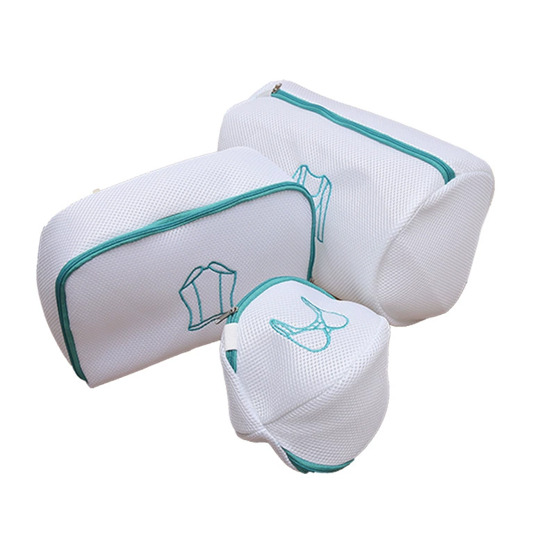 Laundry bag thickened three-piece set embroidered mesh fabric polyester sandwich fabric 220g