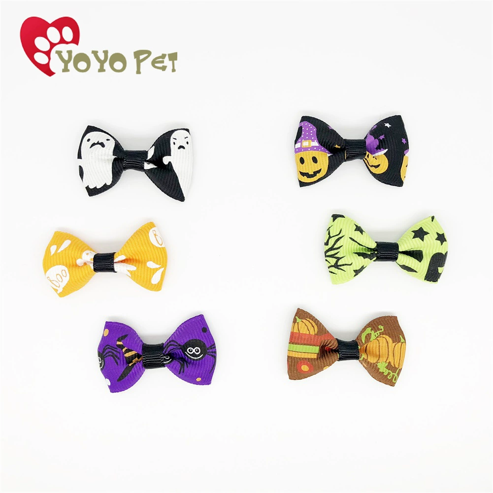 Новый Хэллоуин фестиваль призраков лук головные уборы резиновые сухожилия кошка голова собаки цветок аксессуары для красоты домашних животных