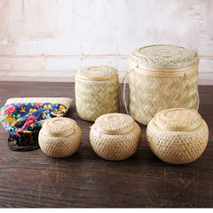 Bamboo storage basket tea basket Pu'er tea box Tuocha gift box mini tea can small green mandarin loose tea storage box