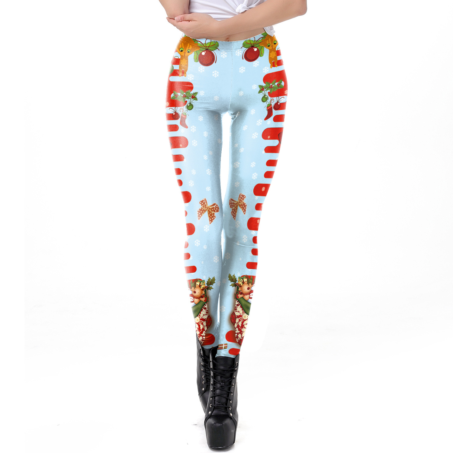 Women Christmas Digital Print Tight Leggings