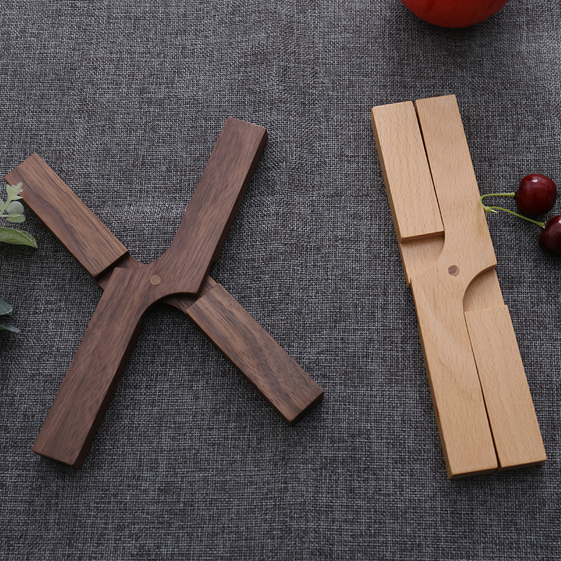 Creativo tapete de madera maciza de nogal negro en forma de X, fácil de limpiar, puede almacenar tapete de aislamiento térmico, tapete de mantel, tapete de mesa de aislamiento térmico, letras