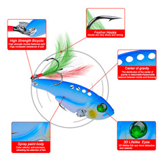 11G Lure Metal Flash Fish Bait 5.5cm 8 Color VIB Lure Flash DW382 Wholesale