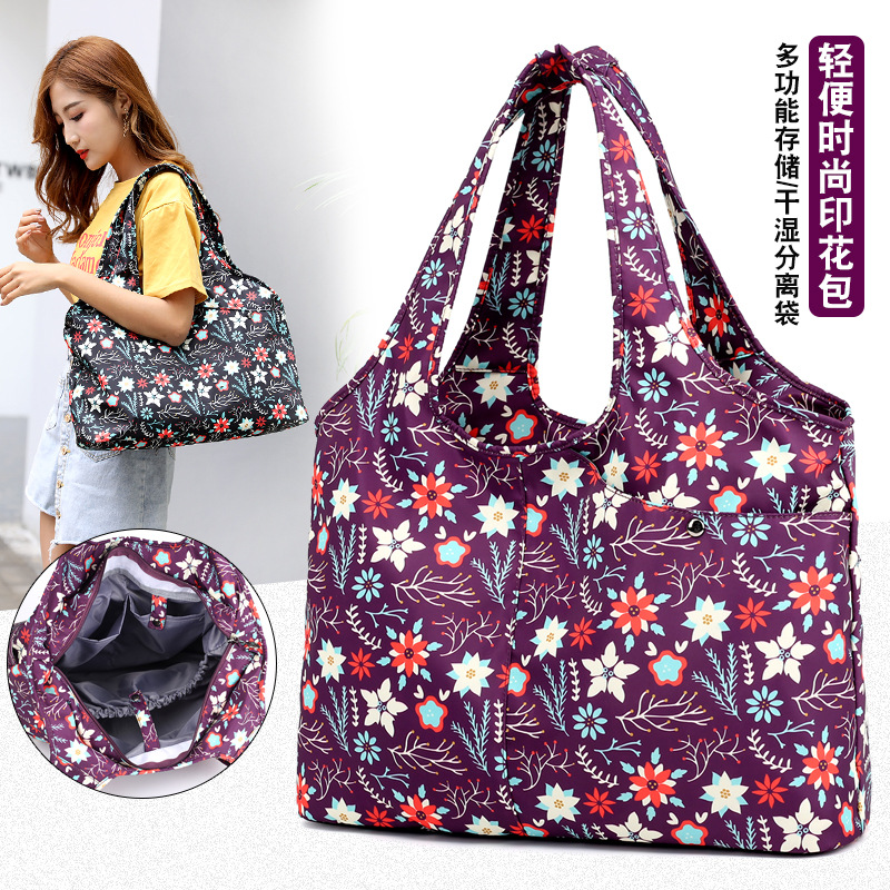 厂家批发女士休闲大容量单肩背包外出逛街手提包防水轻便尼龙布包