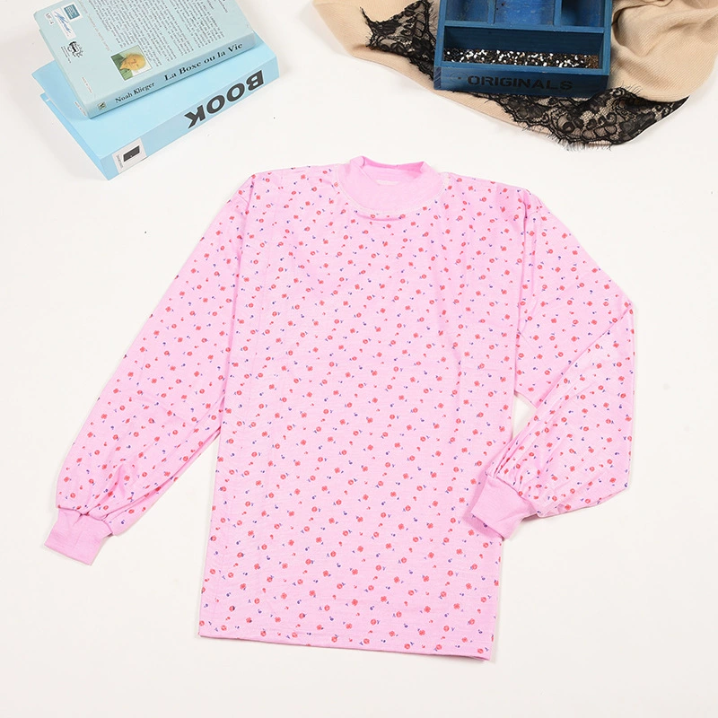 Женский хлопковый цельный топ, осенняя одежда для среднего и пожилого возраста, термобелье, хлопковый свитер со средним воротником и средним воротником оптом