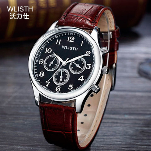 Simple watch men's personalized three-eye decorative steel belt watch quartz watch male student watch retro belt watch wholesale