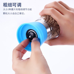 Factory wholesale colored glass grinder pepper and nutmeg manual coffee grinder powder maker kitchen seasoning bottle grinder bottle