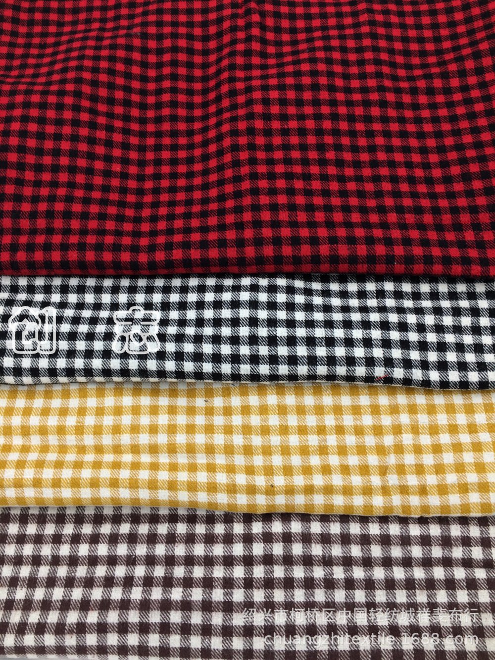 色织斜纹朝阳格面料磨毛布衬衫布梭织创志淘现货南通织布厂