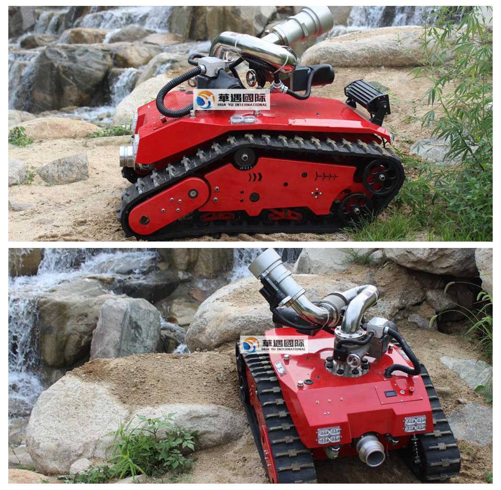 智能履带驱动 大水量水泡 负载200kg 拖拽80m水带 消防机器人