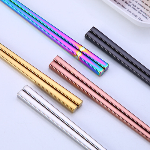 304 stainless steel chopsticks gold-plated color hollow non-slip chopsticks high-end hotel tableware 23cm