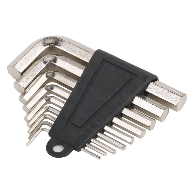 Suministro de cabeza plana corta llave hexagonal niquelado 9 piezas traje herramientas de hardware Herramientas de apoyo al por mayor